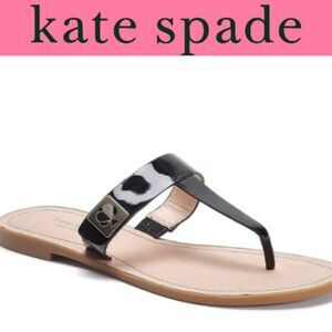 Kate Spade New York Cyprus Patent Leather Thong Sandal- Navy
